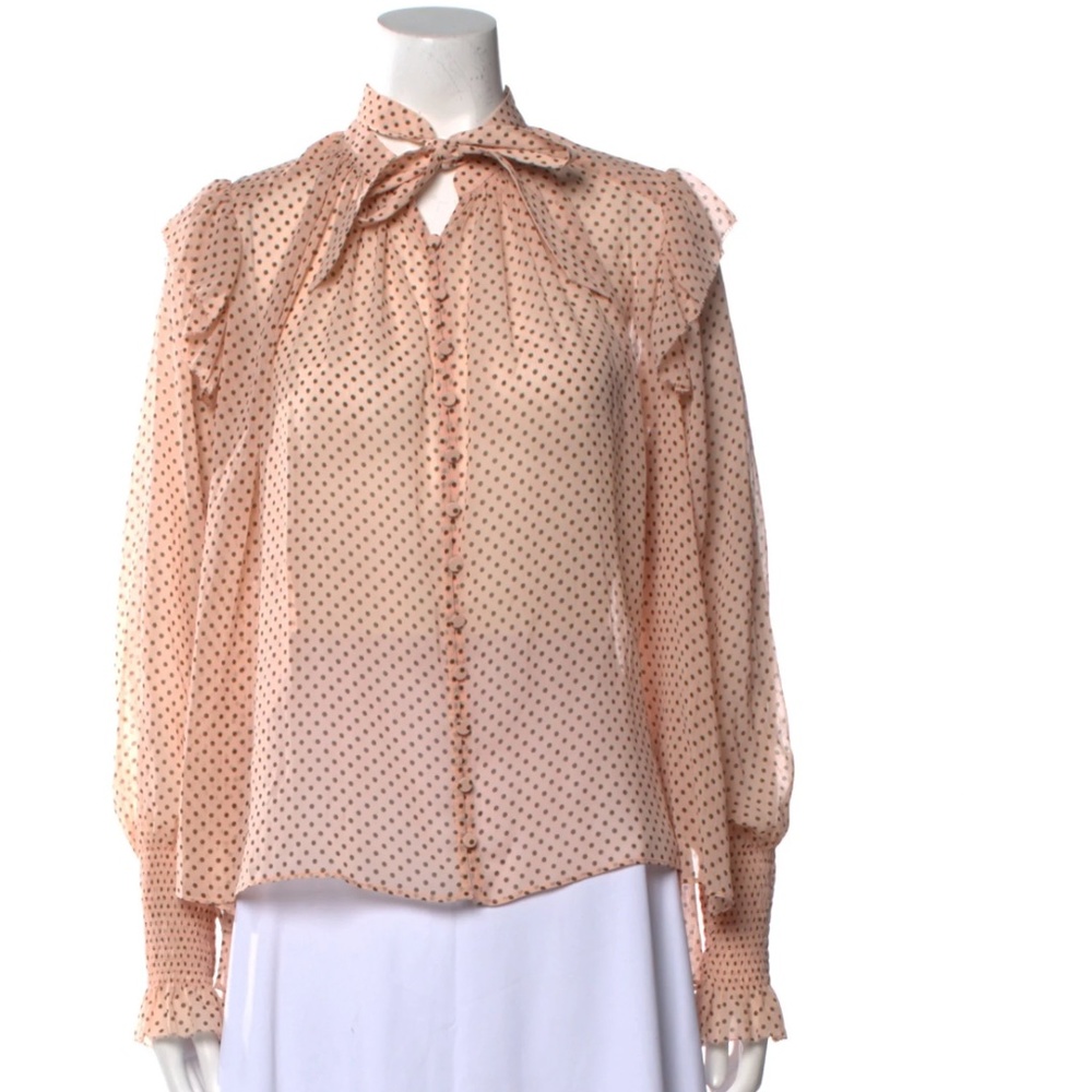AllSaints polka dot print mock neck blouse